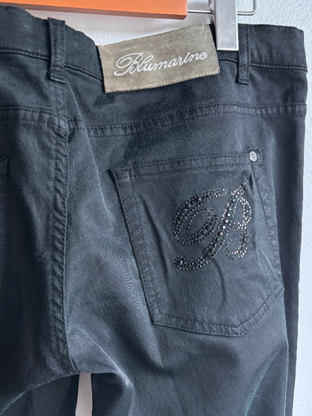 Blumarine Black Rhinestone Crystal Monogram Slim Jeans - IT 46 (US 10) - Picture 7 of 11